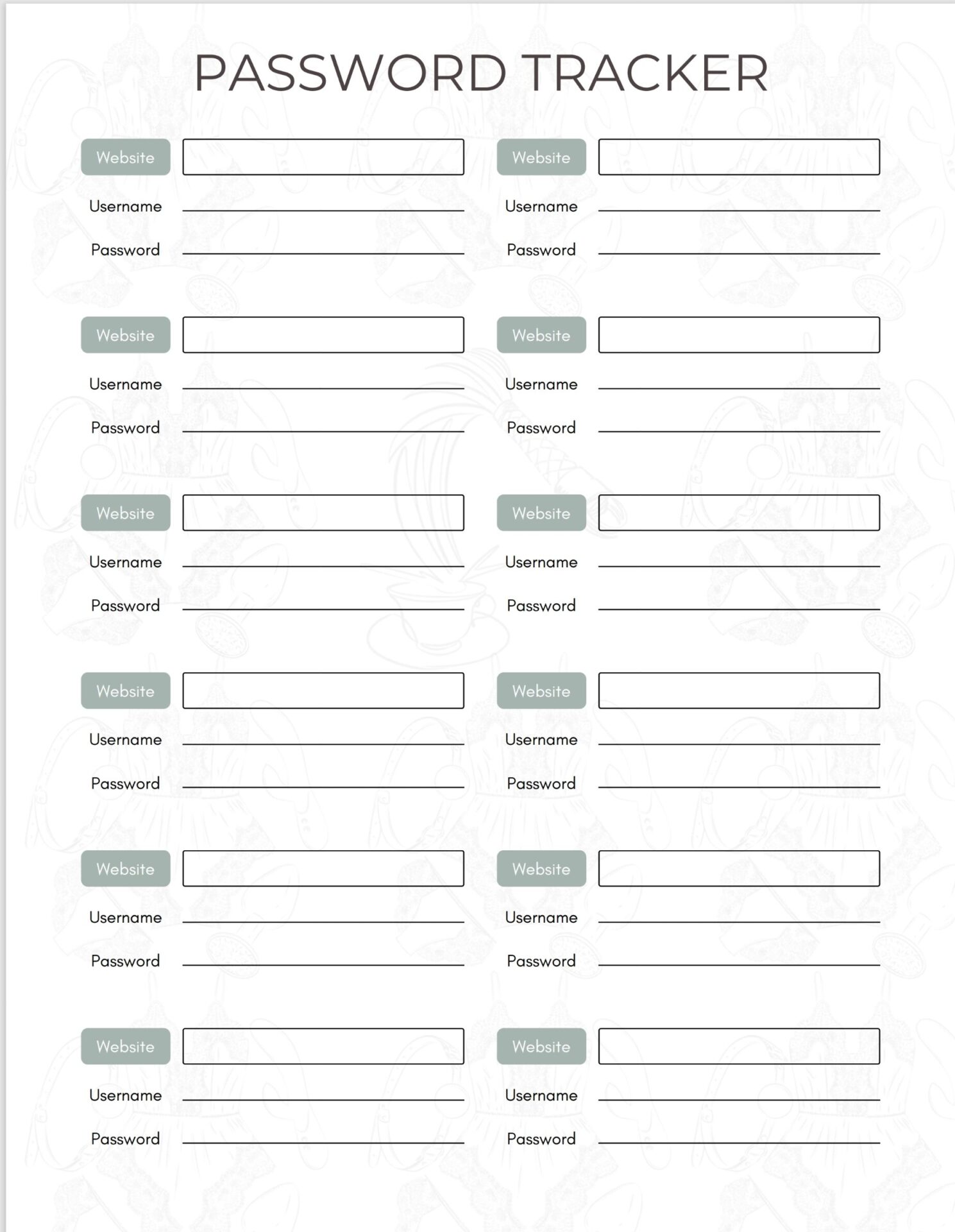Password Tracker for Secure, Offline Login Organization