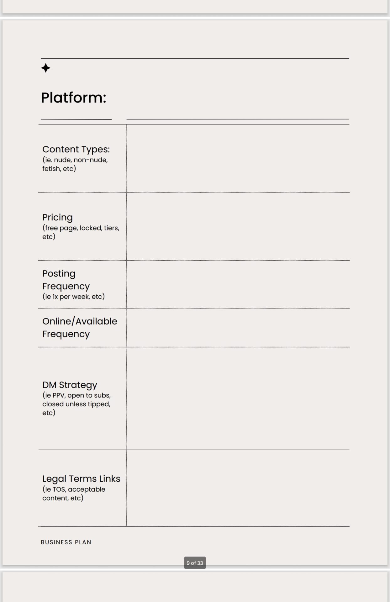 Adult Content Creator Business Plan Template – Strategy & Planning Guide for OnlyFans, Fansly, ManyVids, and Beyond - Image 5